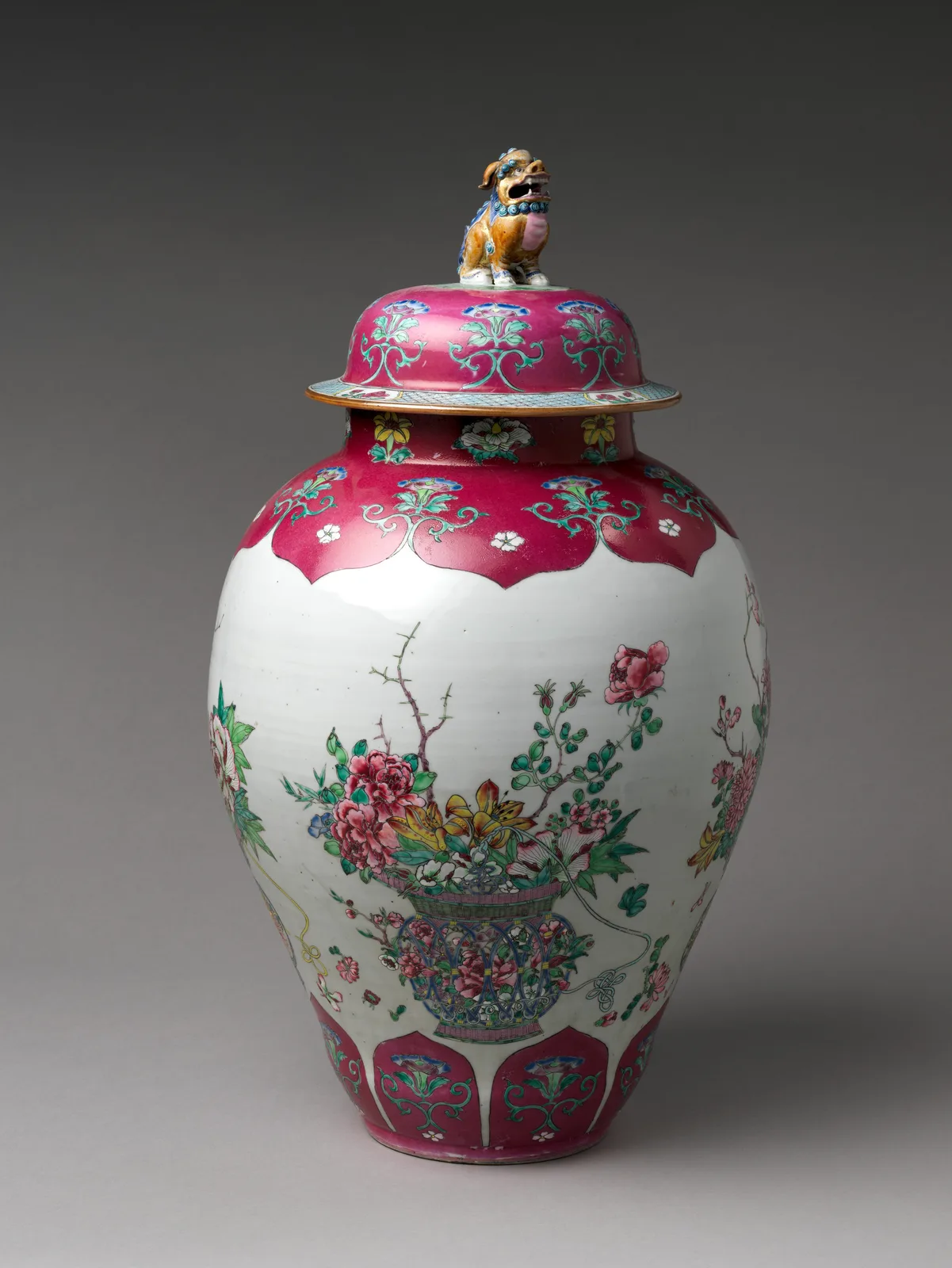 Jar with Basket of Auspicious Flowers