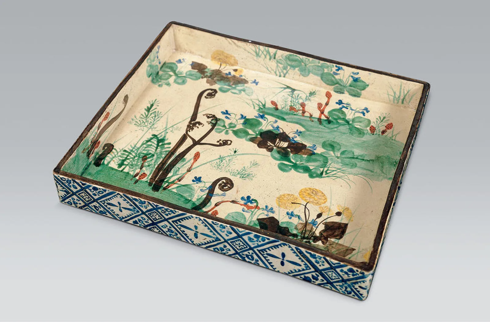 Square Dish with Spring Flowers and Grasses