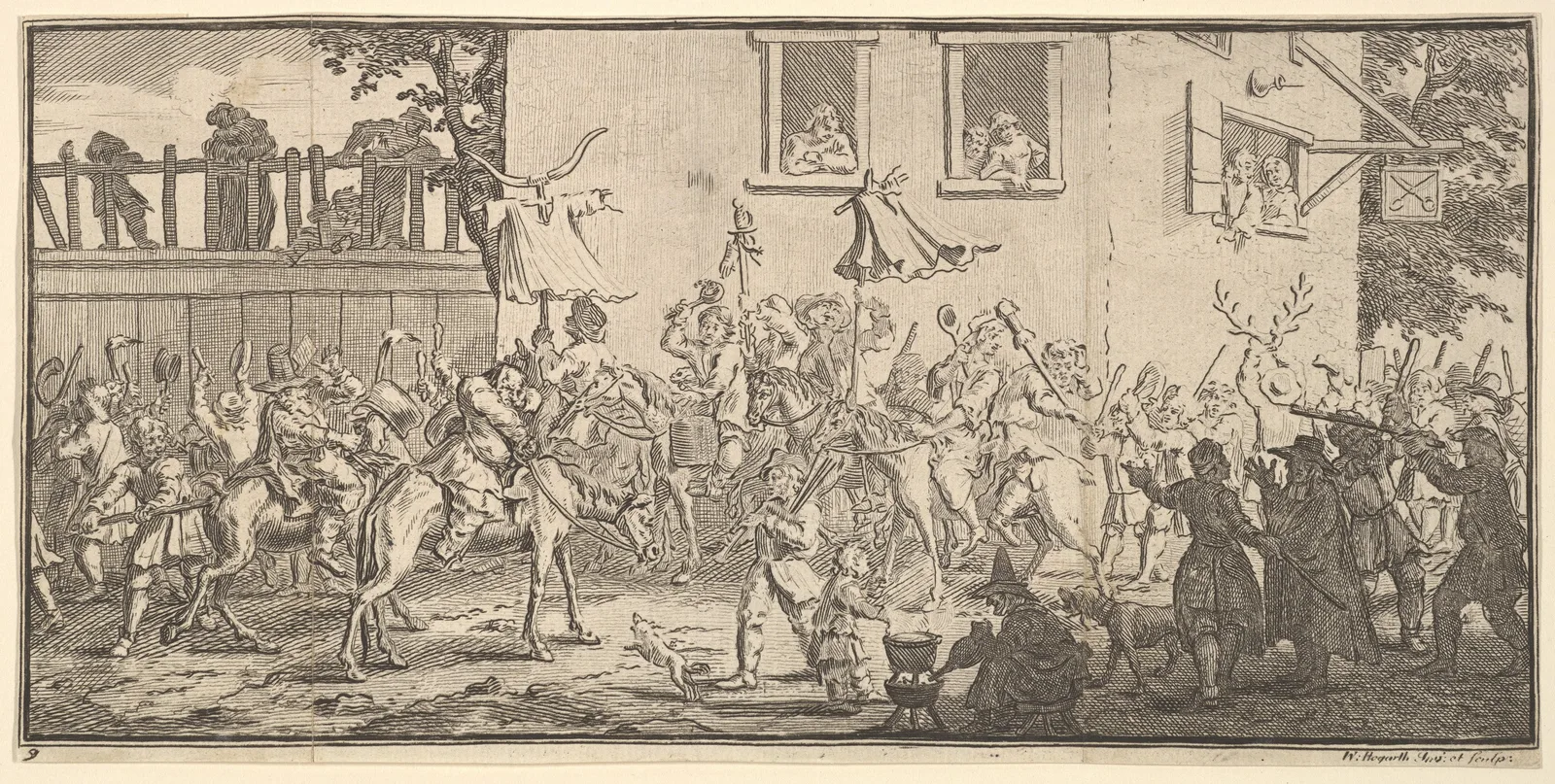 Hudibras and the Skimmington (Seventeen Small Illustrations for Samuel Butler's Hudibras, no. 9)