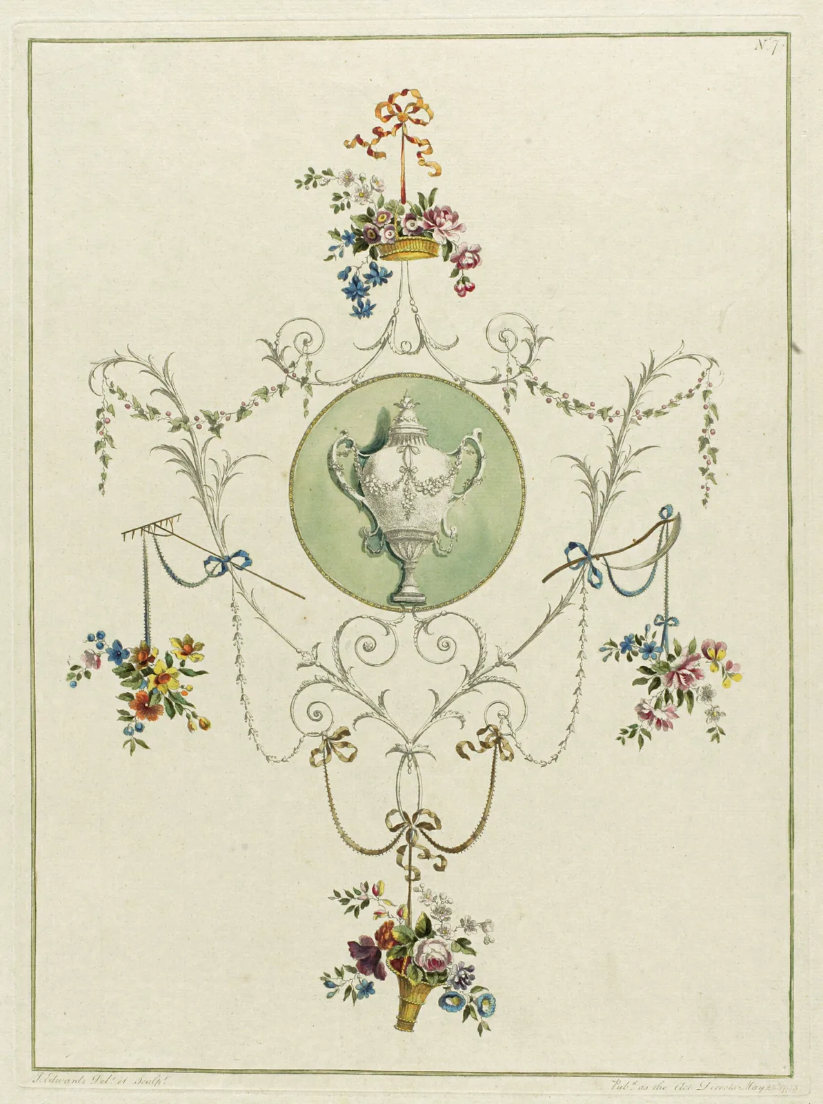 Decorative Floral Print, from A Collection of Flowers Drawn after Nature