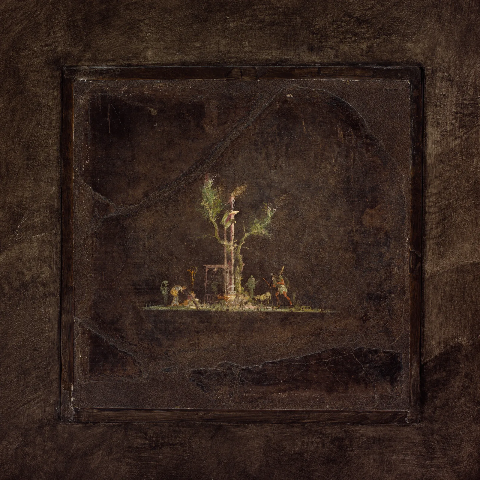 Wall painting on black ground: landscape, from the imperial villa at Boscotrecase