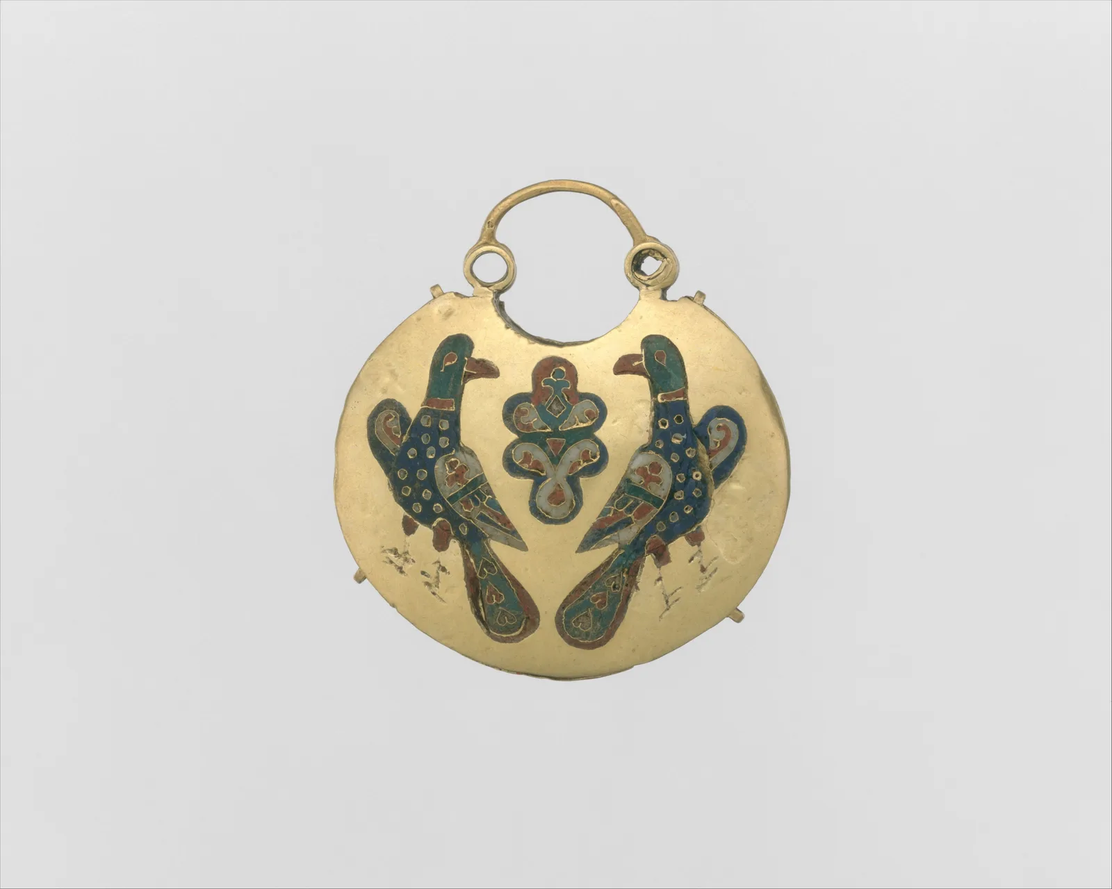 Temple Pendant with Two Birds Flanking a Tree of Life (front) and Geometric and Vegetal Motifs (back)