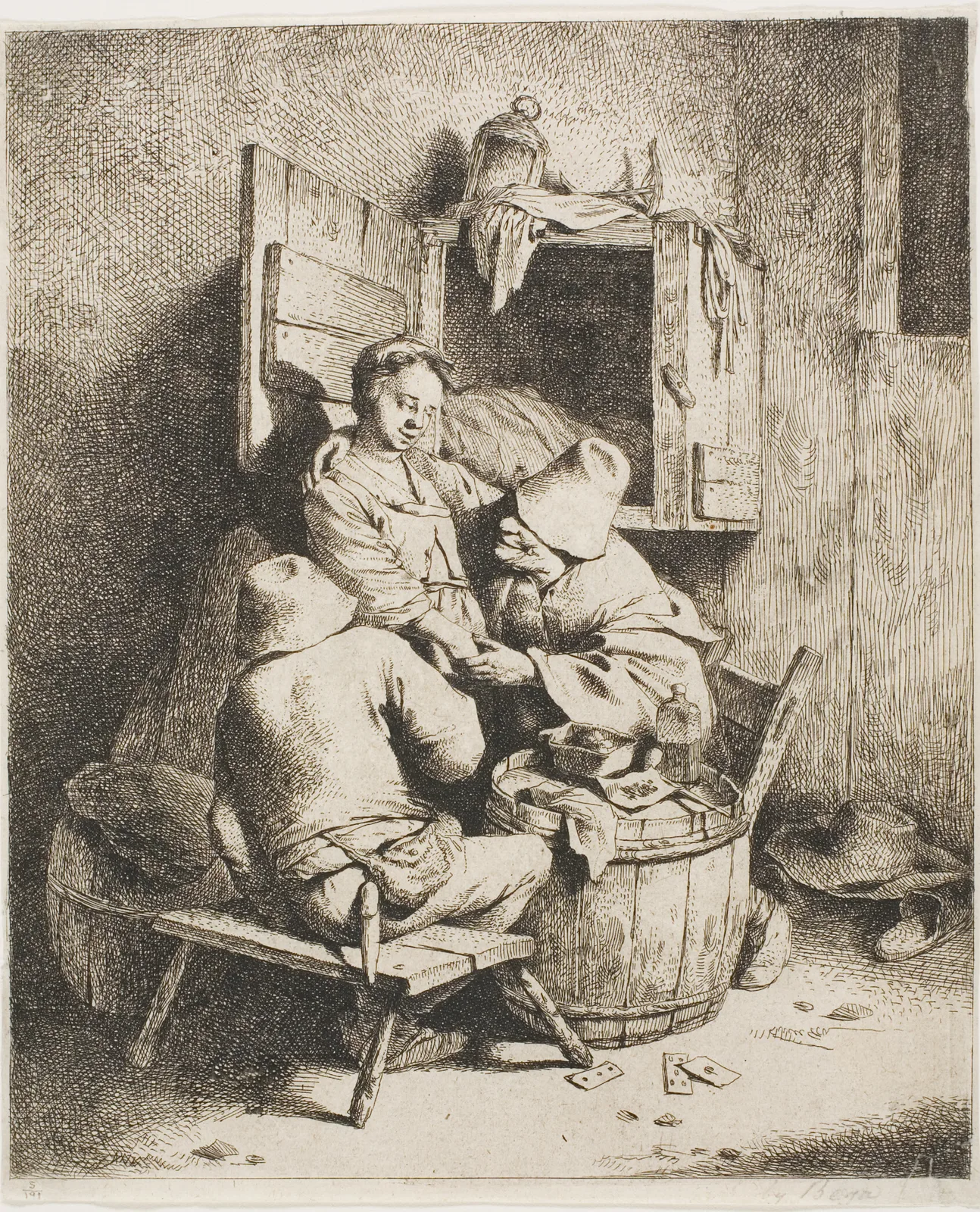 A Young Man Caressing the Young Hostess