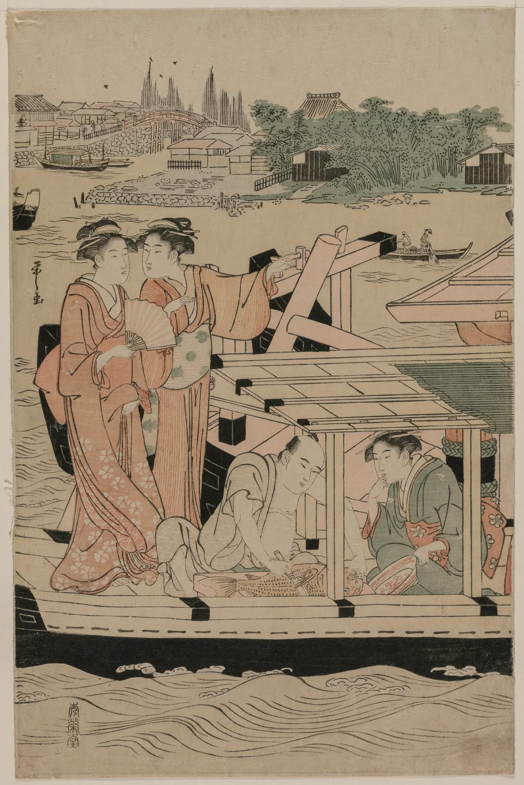 Leftmost Print from Pleasure Boats on the Sumida River beneath Shin-Ōhashi Bridge