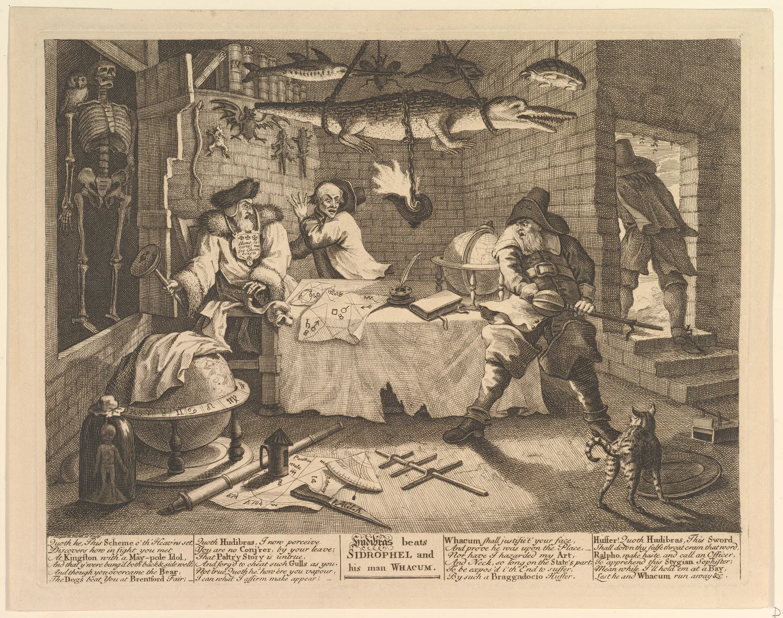 Hudibras beats Sidrophel and his man Whacum (Twelve Large Illustrations for Samuel Butler's Hudibras, Plate 8)