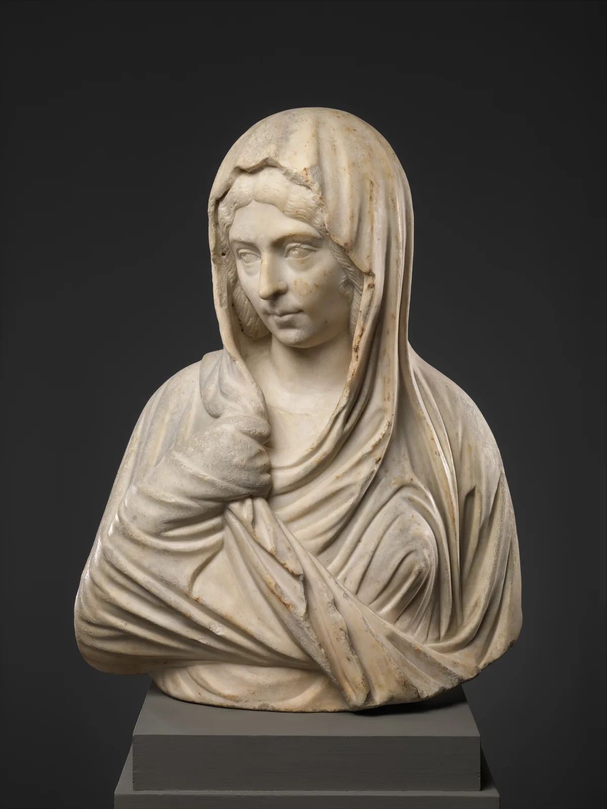Marble portrait bust of a woman