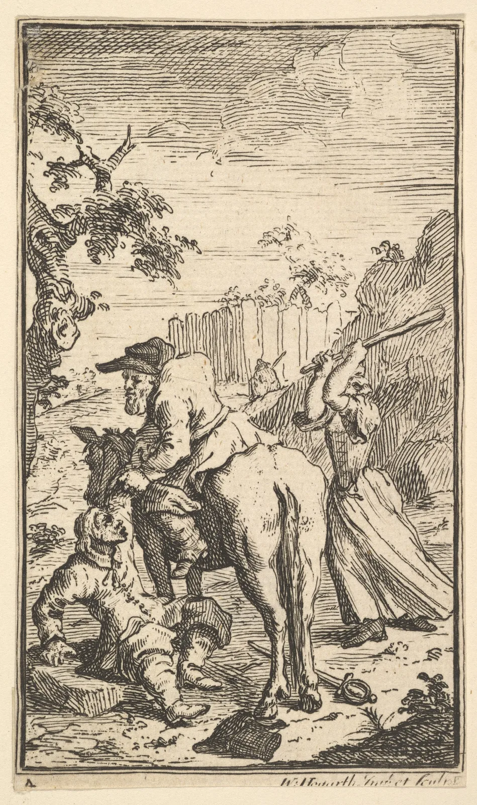 Trulla Attacking Hudibras (Seventeen Small Illustrations for Samuel Butler's Hudibras, no. 4)