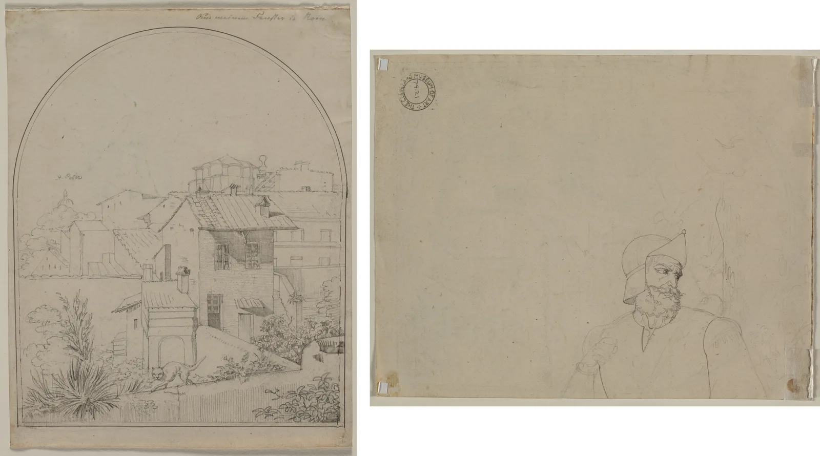 View from My Window in Rome (recto) Soldier in a Landscape (verso) 
