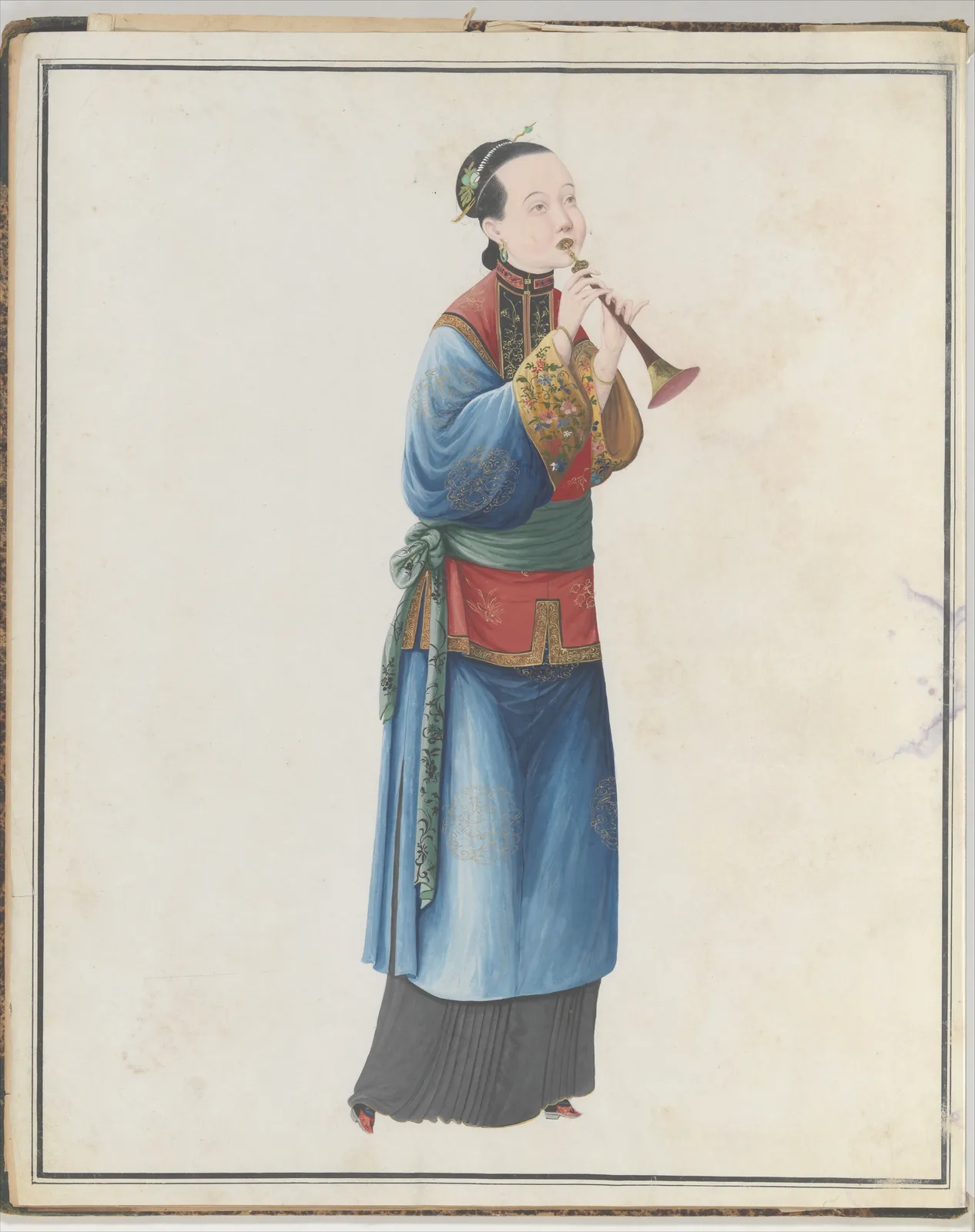 Watercolor of musician playing sona