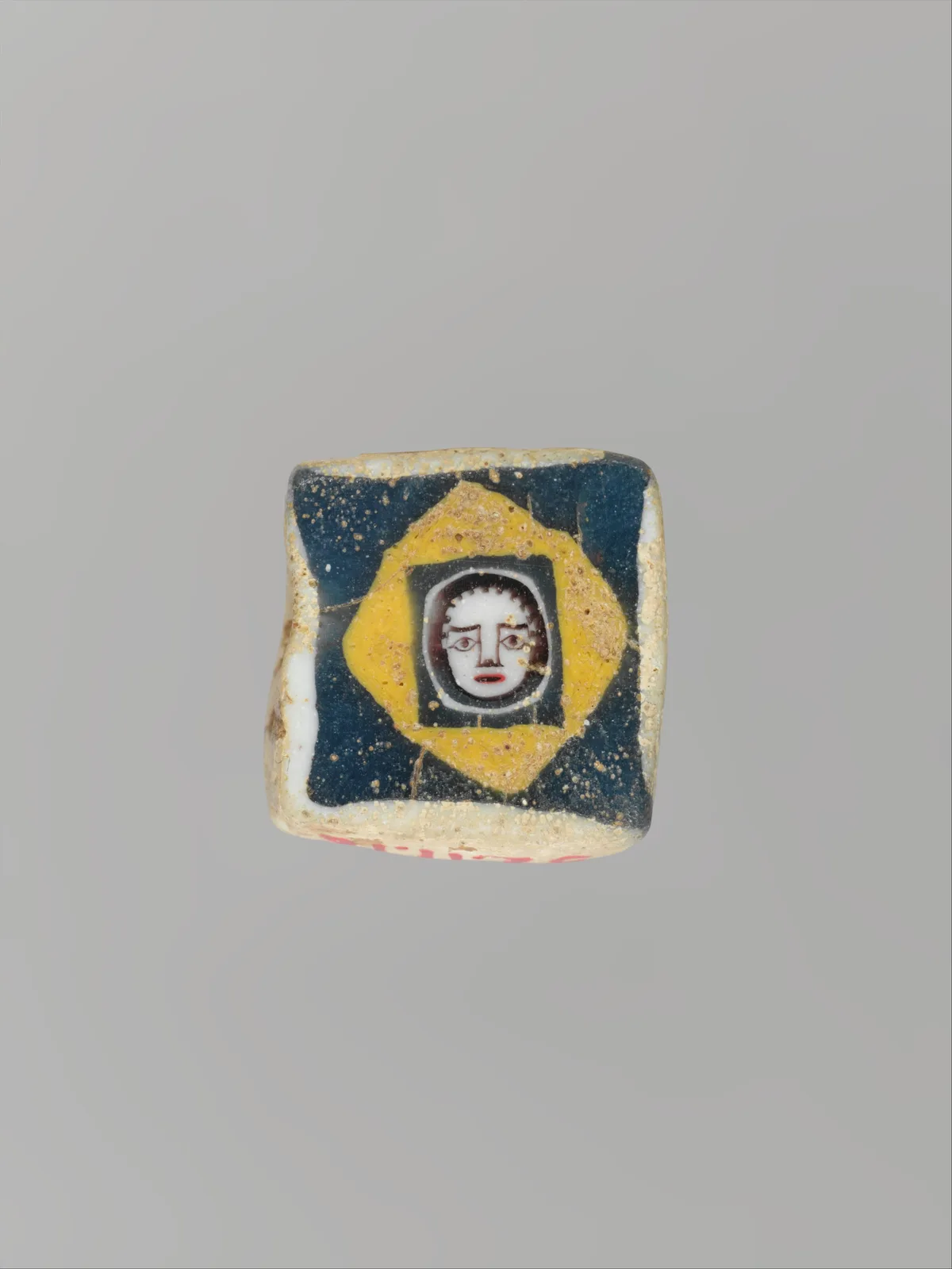 Glass mosaic face bead