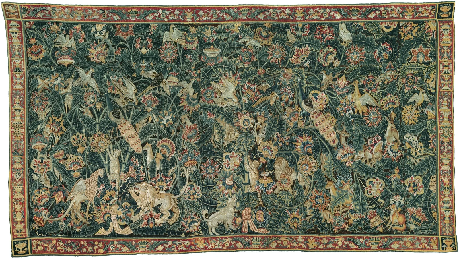 Large Leaf Verdure with Animals and Birds