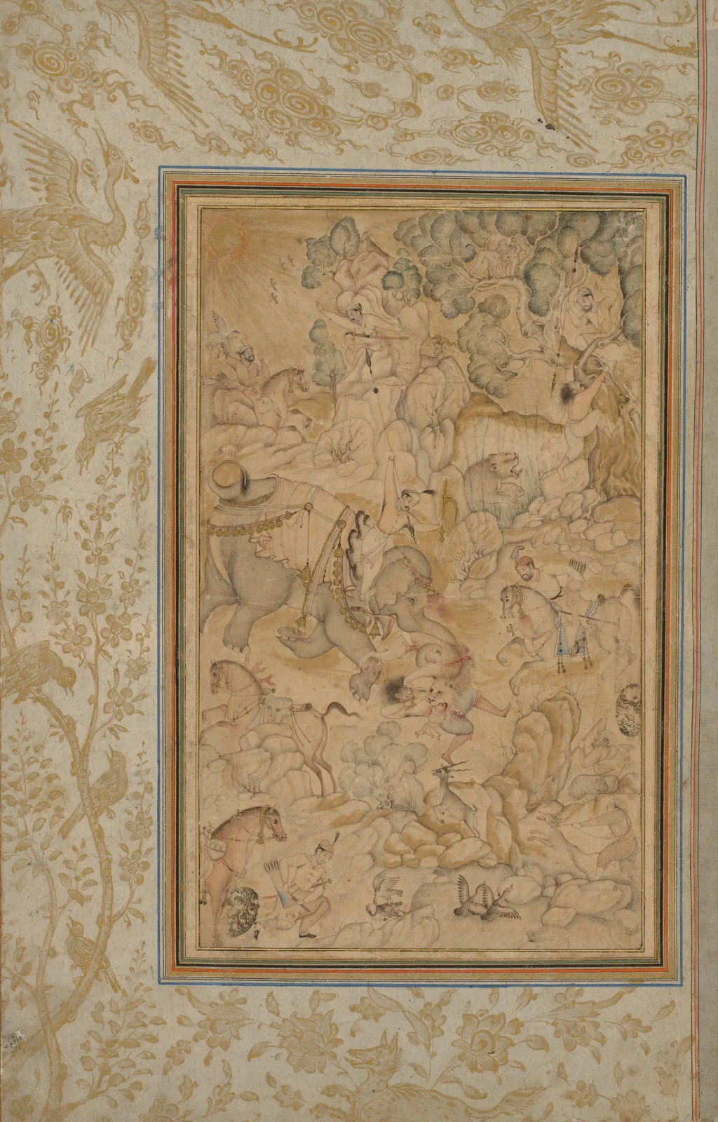 Princes hunting in a rocky landscape