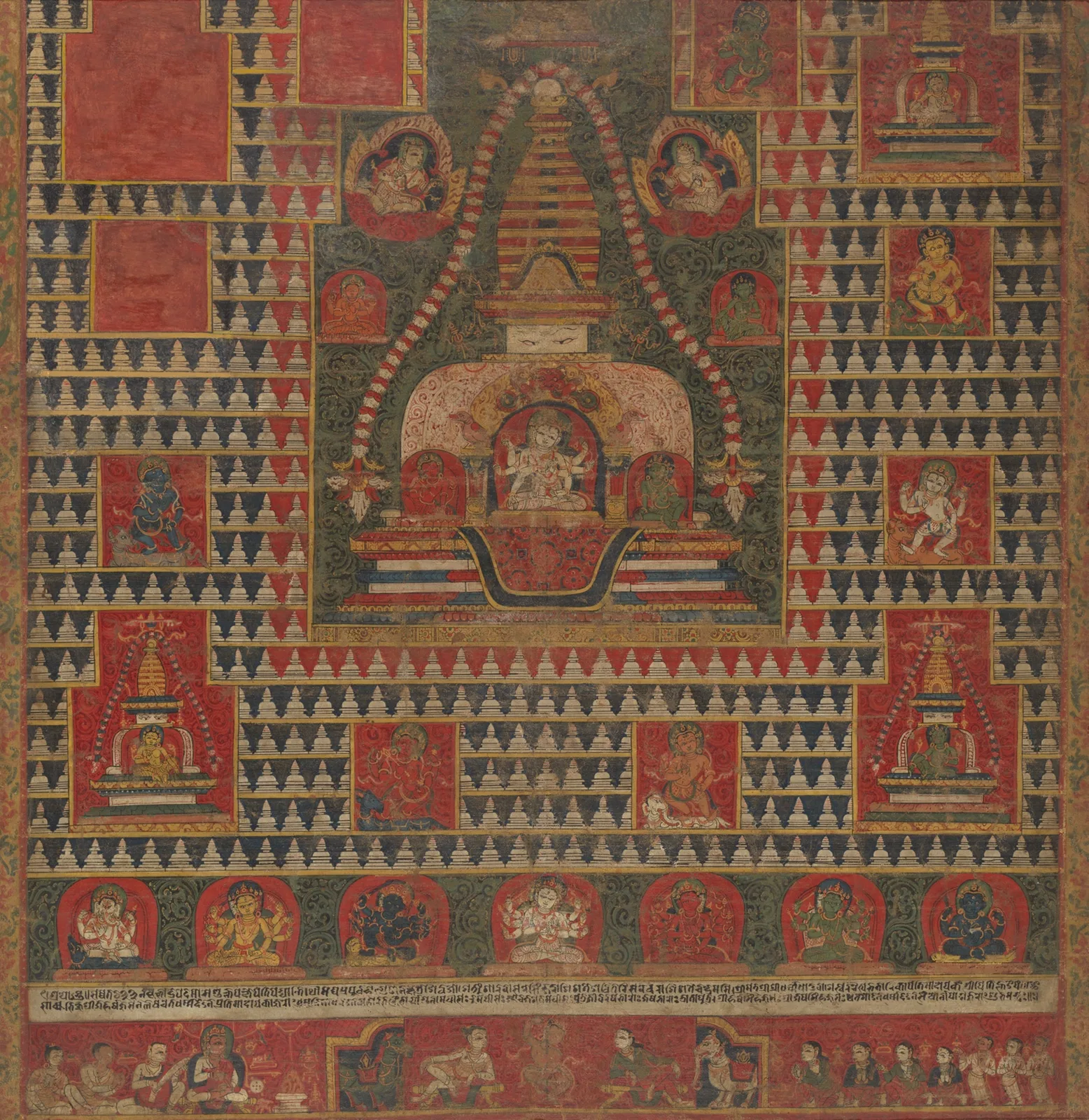 Ushnishavijaya Within a Chaitya, Commemorating the Laksha Chaitya Vrata (Thousand Chaitya Ritual), with Dated Inscription